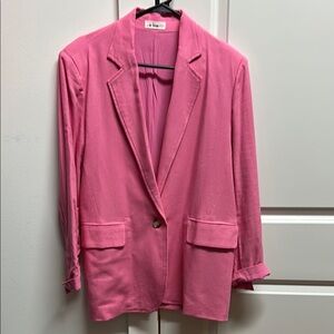 In Bloom Pink Oversized Blazer with Notched Lapels